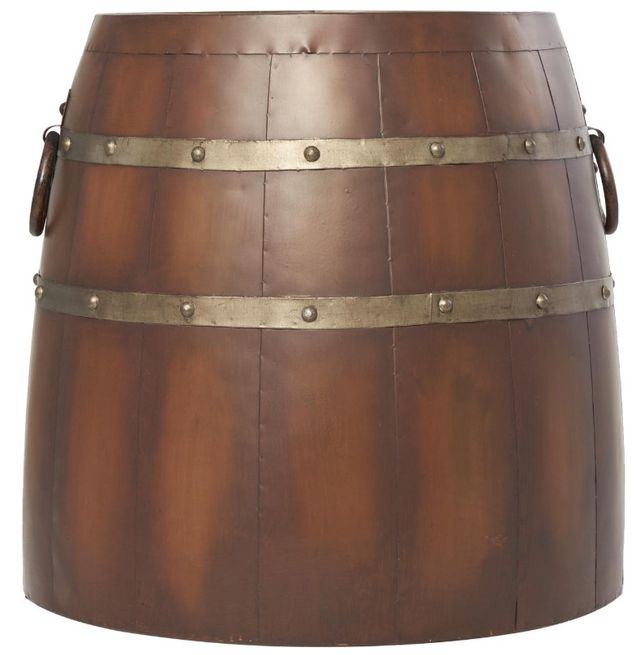 Deco Marche Brown Wine Barrel Accent Table-2