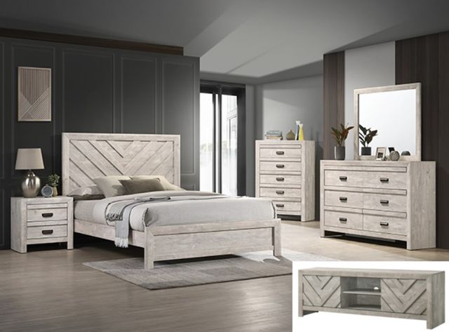 Crown Mark Valor White King Panel Bed-1