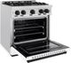 ZLINE Classic Autograph Edition 30" Satin Stainless Steel Pro Style Dual Fuel Range with White Matte Door and Matte Black Accents-3