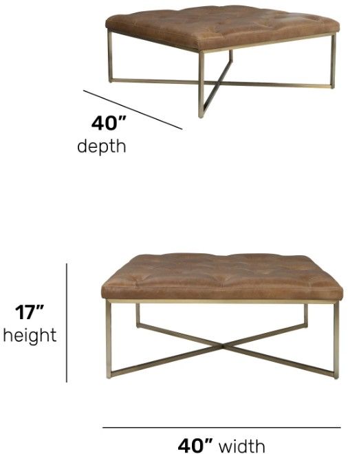Flexsteel® Hamilton Medium Brown Ottoman with Brushed Brass Base-2