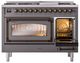 Ilve® Nostalgie II Noblesse 48'' Graphite Matte Pro Style Dual Fuel Range with Burnished Trim-4