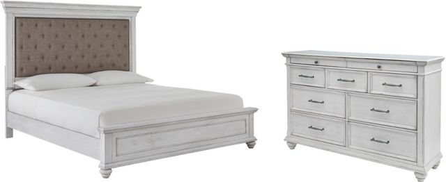 Benchcraft® Kanwyn 2-Piece Whitewash Queen Panel Bed Set-0