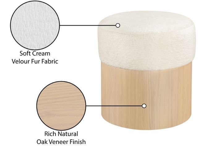 Meridian Furniture Nimes Cream/Natural Velour Fur Ottoman-4