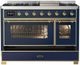 Ilve® Majestic III 48" Midnight Blue Pro Style Dual Fuel Natural Gas Range with Triple Glass Door and Brass Trim-4