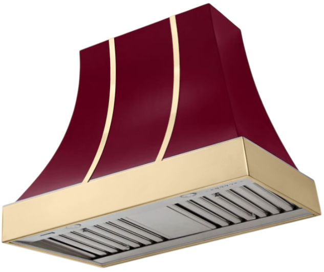 AGA Cascade 36" Cranberry Wall Mounted Range Hood  with Polished Brass Trim-0
