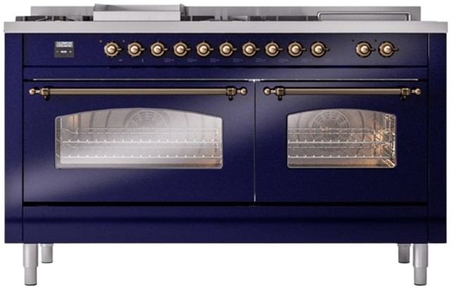 Ilve® Nostalgie II Series 60" Midnight Blue Pro Style Dual Fuel Range-1