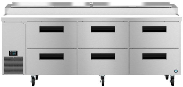 Hoshizaki 93" 29.34 Cu. Ft. Stainless Steel Three Section Pizza Prep Table Refrigerator with Stainless Drawers-0