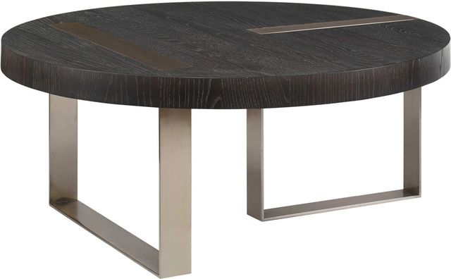 Uttermost® Converge Dry Ebony Coffee Table with Brushed Pewter Base-0