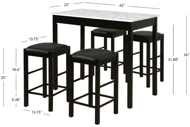 Linon Lancer 5-Piece Black/White Tavern Set-2
