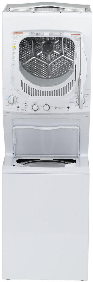 GE® Unitized Spacemaker® 2.3 Cu. Ft. Washer, 4.4 Cu. Ft. Dryer White On White Gas Laundry Center-2