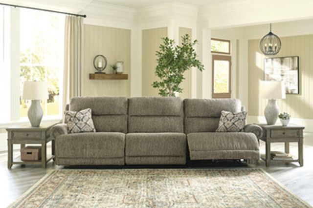Signature Design by Ashley® Lubec 3-Piece Taupe Reclining Sofa-4