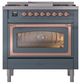 Ilve® Nostalgie II Noblesse 36'' Blue Gray Pro Style Dual Fuel Range with Copper Trim-1