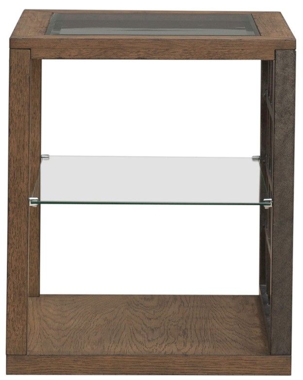 Liberty Furniture Bayhill Trellis Glass Top End Table with Black/Honey Base-4