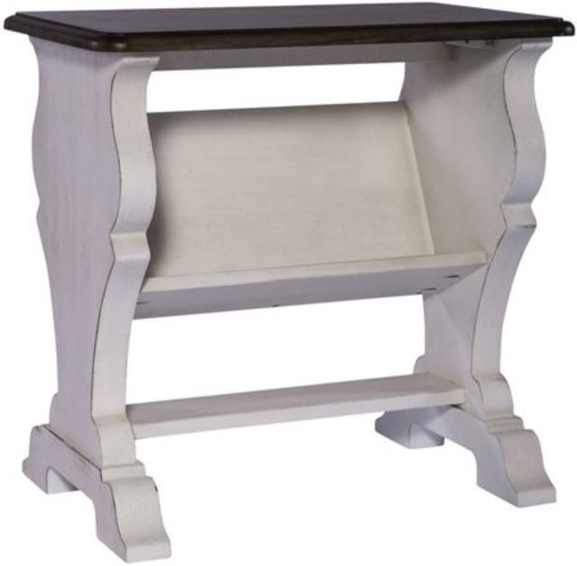 Liberty Furniture Abbey Road Churchill Brown Chairside Table with Porcelain White Base-0