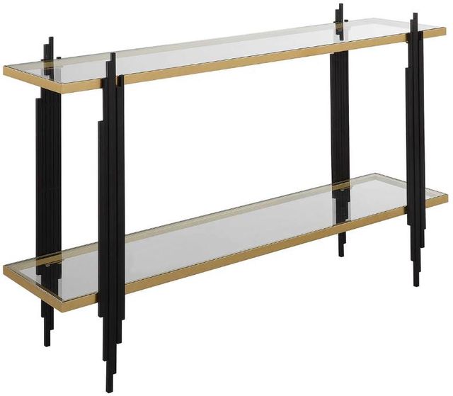 Uttermost® Empire Glass Top Console Table with Matte Black Base-0
