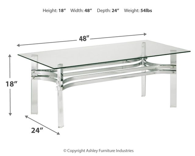 Signature Design by Ashley® Braddoni Glass Top Rectangular Coffee Table with Chrome and Acrylic Legs-3