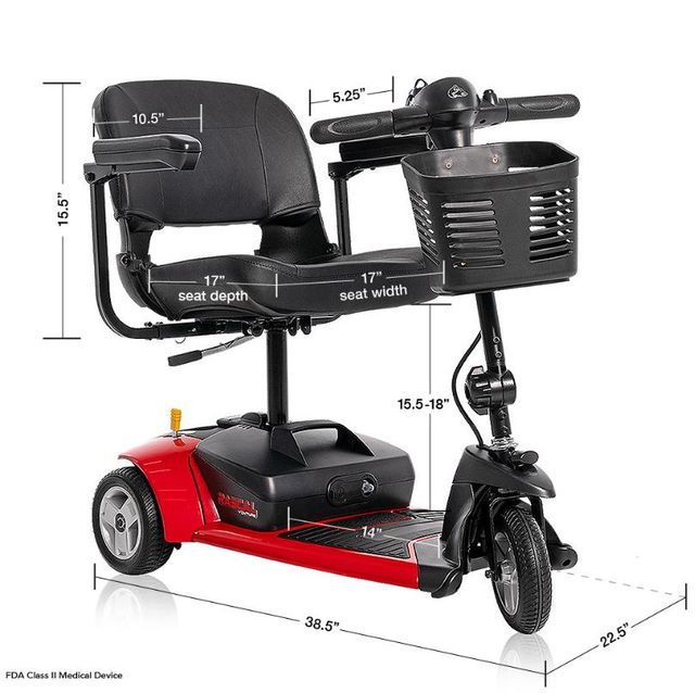 Mega Motion Rascal® Venture Black/Red 3-Wheel Mobility Scooter -2