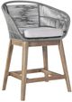 Armen Living Tutti Frutti Aged Teak/Gray Fabric/Rope/Wood Outdoor Counter Stool-0