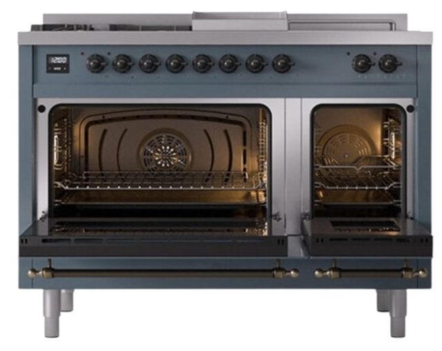 Ilve® Nostalgie II Series 48" Blue Grey Pro Style Dual Fuel Range-1