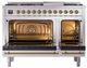 Ilve® Nostalgie II Noblesse 48'' Stainless Steel Pro Style Dual Fuel Range with Brass Trim-2