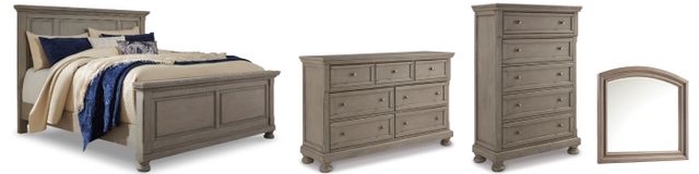 Signature Design by Ashley® Lettner 4-Piece Light Gray King Panel Bed Set