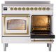 Ilve® Nostalgie II Noblesse 40'' White Pro Style Induction Range with Brass Trim-4