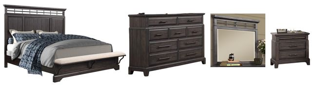 Bernards Bellamy Lane 4-Piece Dark Brown Queen Panel Bed Set-0