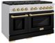 ZLINE Autograph Edition Paramount 48" Stainless Steel Pro Style Gas Range with Black Matte Door and Champagne Bronze Accents-1