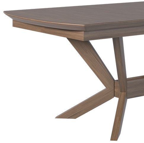 Country View Woodworking Customizable Carlton Red Oak Top Dining Table with 2-Leaves and Brown Maple Base-1