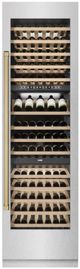 ZLINE Autograph Edition 24" 12.4 Cu. Ft. Triple Zone 100 Bottle Column Wine Cooler in Satin Stainless Steel and Champagne Bronze Accents-3