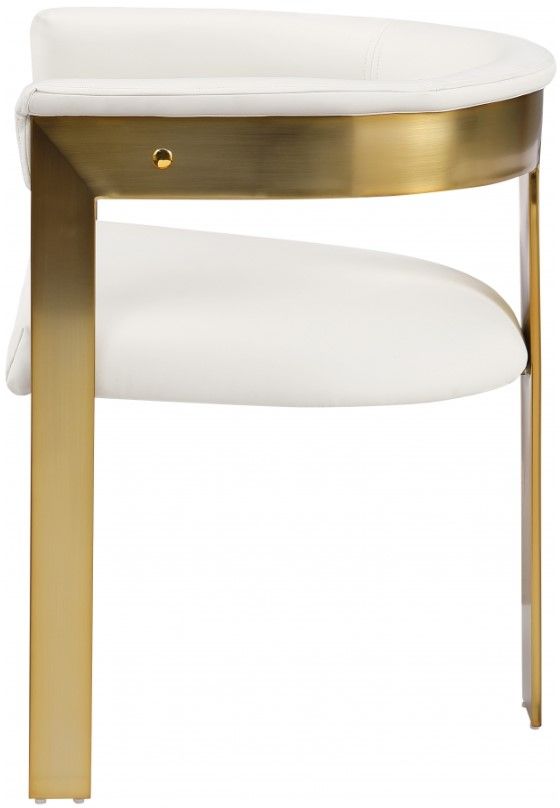 Meridian Furniture Romeo Cream/Brushed Gold Vegan Leather Dining Chair-3