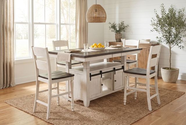 Jofran Inc. Madison County 5-Piece Vintage White Counter Dining Table Set-1