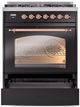 Ilve® Nostalgie II Series 30" Glossy Black Pro Style Dual Fuel Range-4