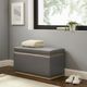 Linon Sunny Gray Faux Leather Rectangle Ottoman-1