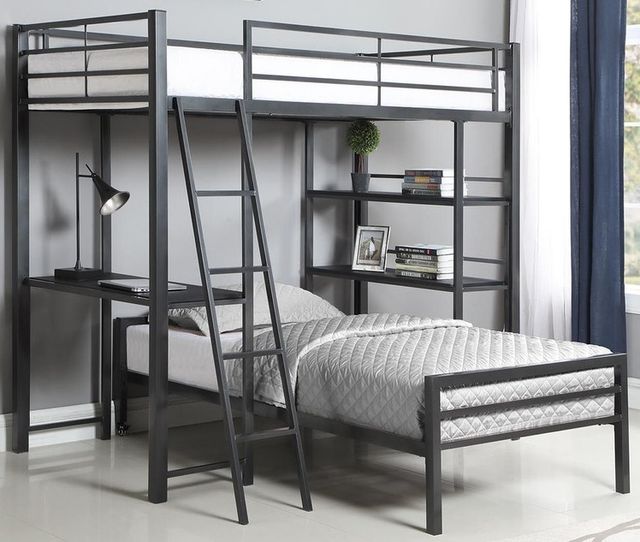 Coaster® Hadley 2-Piece Gunmetal Twin Loft Bed-0