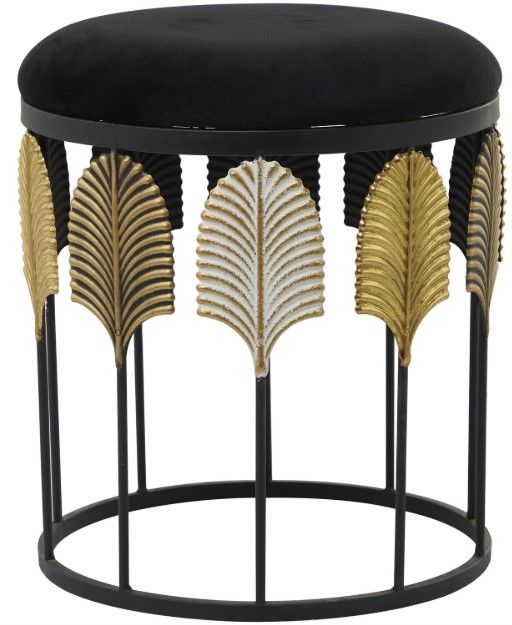 Deco Marche Black Upholstered Stool-1