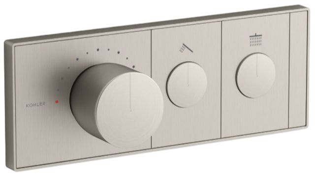KOHLER® Anthem® Vibrant Brushed Nickel 2-Outlet Recessed Mechanical Thermostatic Valve Control-0