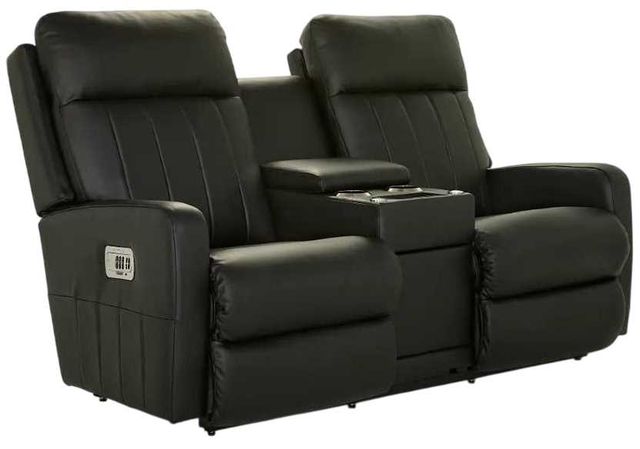 La-Z-Boy® Finley Onyx Leather Power Wall Reclining Loveseat with Console and Headrest-0
