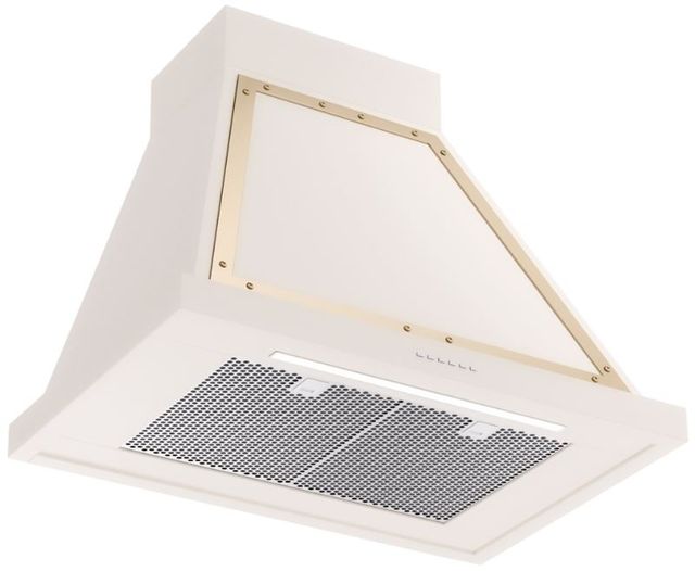 Ilve® Nostalgie II Noblesse 30" Antique White Wall Mounted Range Hood with Noblesse Frame-1
