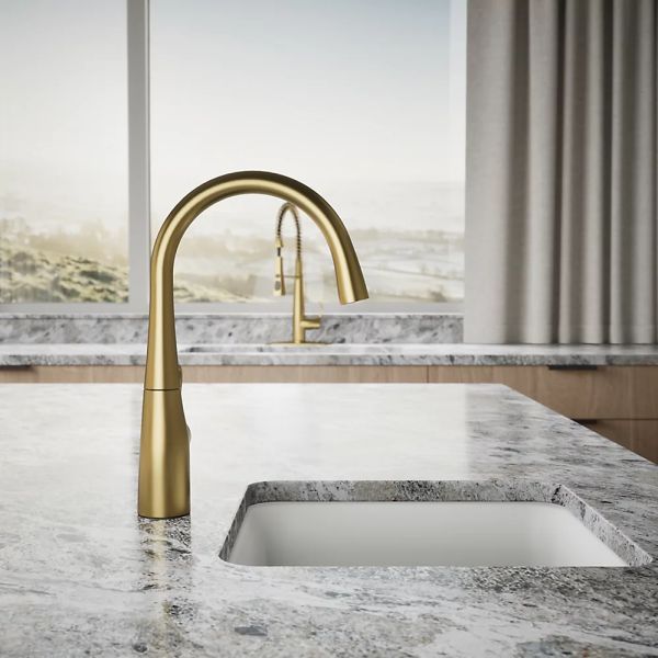 KOHLER® Simplice® Vibrant Brushed Moderne Brass Single-Handle Bar Sink Faucet-4