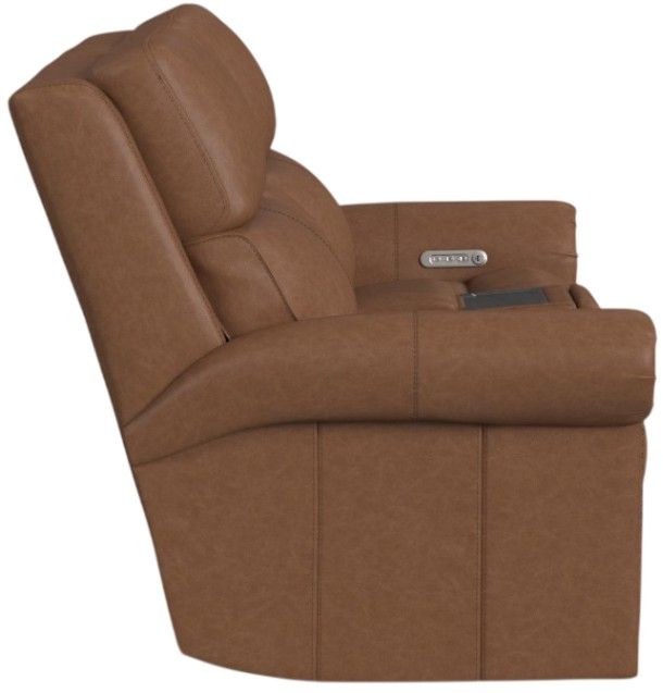 Flexsteel® Customizable Bernard Leather Power Reclining Loveseat with Console, Headrest and Lumbar-4