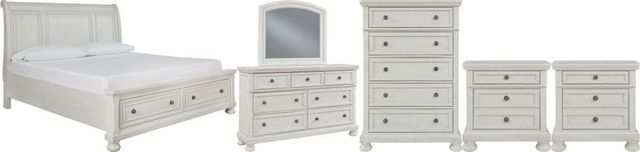 Signature Design by Ashley® Robbinsdale 6-Piece Antique White King Storage Bed Set-0