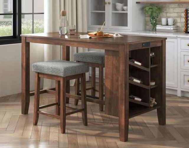 Elements International Santa Barbara 3-Piece Dark Gray/Walnut Dining room Set-1
