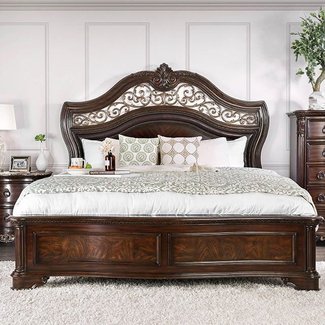 Furniture of America® Menodora 5-Piece Brown Cherry Queen Bedroom Set-1