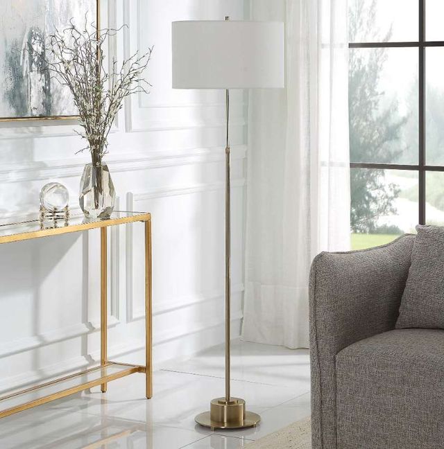 Uttermost® Prominence Brushed Antique Brass Floor Lamp-1