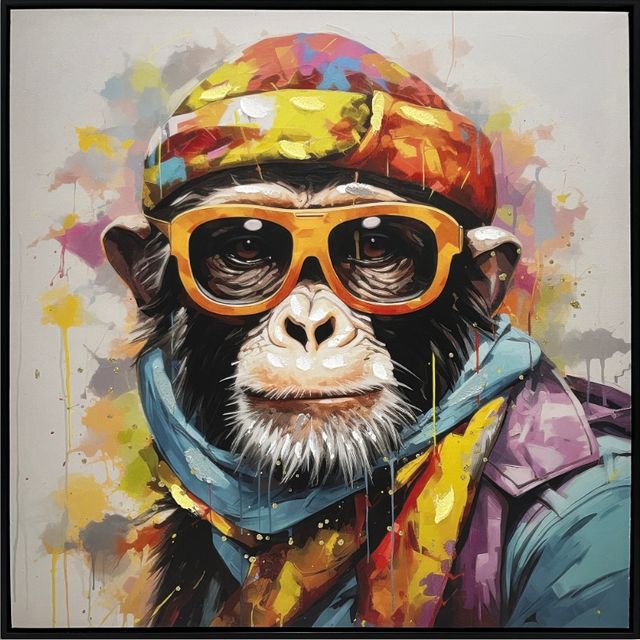 Classy Living Untamed Chimp in Orange Shades Wall Art-0