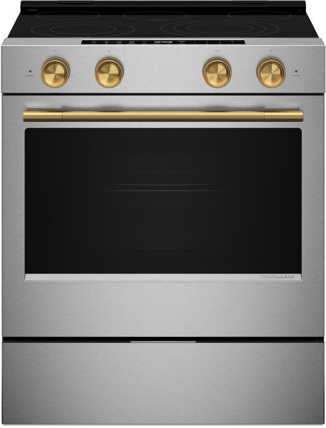 KitchenAid® Brass Slide-In Convection Range Handle and Knob Kit-4