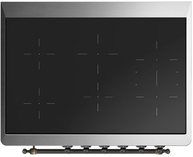 Ilve® Majestic III 36" Burgundy Pro Style Induction Range with Solid Door and Burnished Trim-2