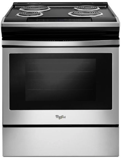 Whirlpool® 30" Black On Stainless Slide In Electric Range-0