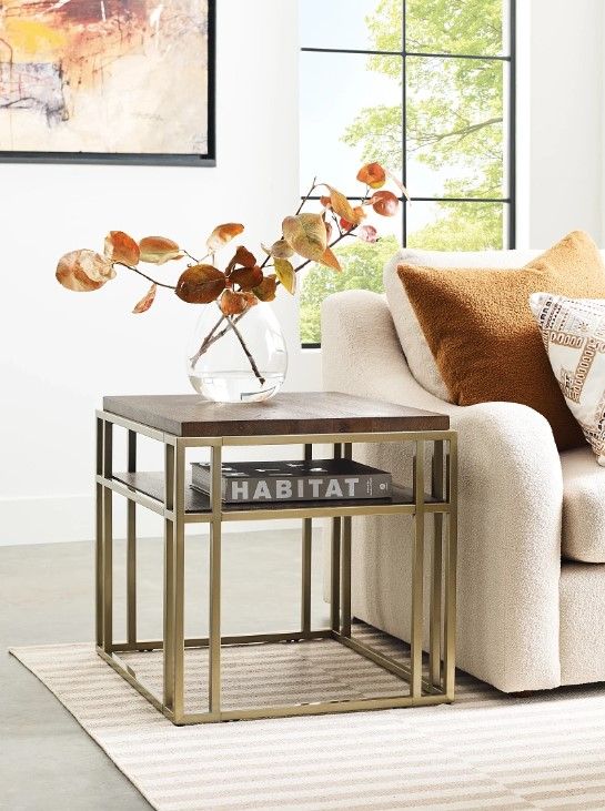Kincaid® Brighton-Acquisitions Cacao White Oak End Table with Brass Base-1